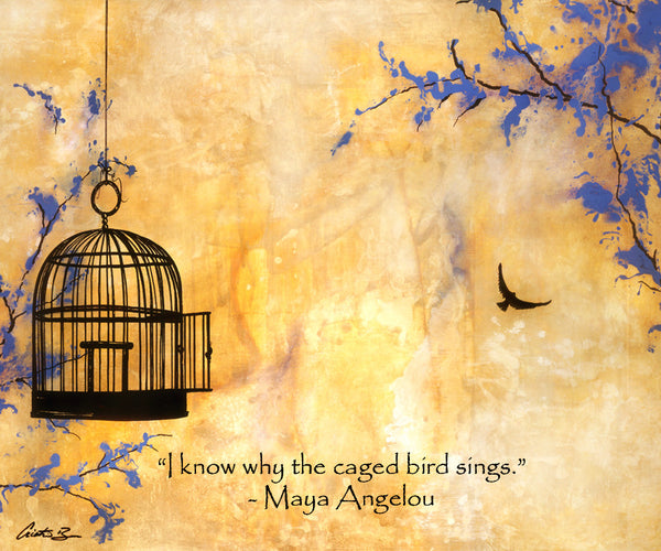 "Free Bird" with Maya Angelou quote - Fine Art Print